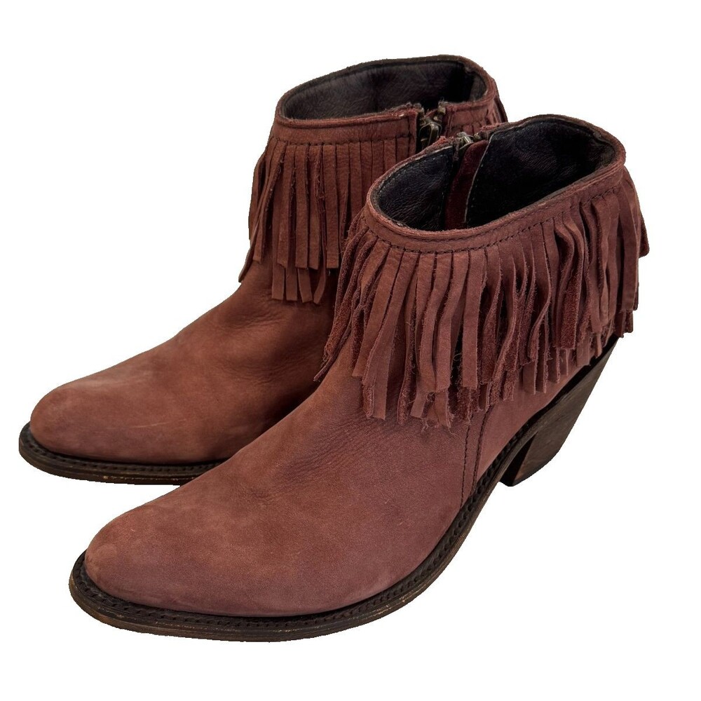 Independent Boot Co Size 9.5  Brown Suede Fringe Zip Ankle Boots